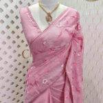 Net kota with big applique like jaal design