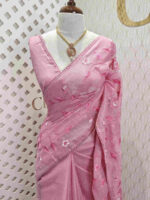 Net kota with big applique like jaal design