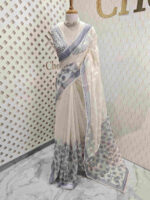 Net kota with self thread work and floral digital print - Image 4