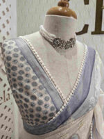 Net kota with self thread work and floral digital print - Image 2