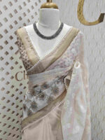 Net kota with self thread work and floral digital print - Image 5