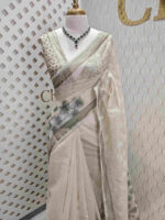 Net kota with self thread work and floral digital print - Image 8