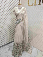 Net kota with self thread work and floral digital print - Image 10