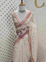 Net kota with self thread work and floral digital print - Image 11