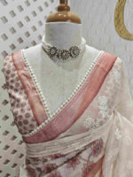 Net kota with self thread work and floral digital print - Image 12
