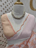 Net kota with floral plant applique work - Image 3