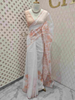 Net kota with floral plant applique work - Image 4