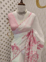 Net kota with floral plant applique work - Image 5