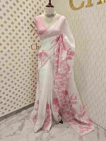 Net kota with floral plant applique work - Image 7