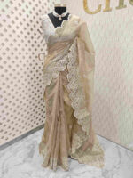 Net kota with rose flower cross stitch on border - Image 16