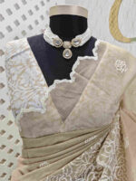 Net kota with rose flower cross stitch on border - Image 15