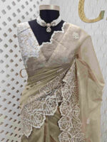Net kota with rose flower cross stitch on border - Image 14
