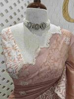 Net kota with rose flower cross stitch on border - Image 12