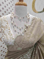 Net kota with rose flower cross stitch on border - Image 9