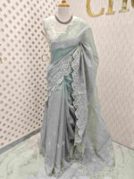 Net kota with rose flower cross stitch on border - Image 7