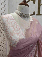 Net kota with rose flower cross stitch on border - Image 2