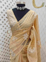 Net kota with 2 rose flower cross stitch motifs