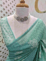 Net kota with 2 rose flower cross stitch motifs - Image 6