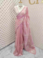 Net kota with lotus flower leaf pearl like embroidery - Image 7