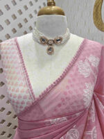 Net kota with lotus flower leaf pearl like embroidery - Image 6