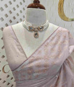 Net kota with small mirror work and floral thread work on border - Image 6