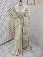 Net kota with colourful floral plant thread work - Image 10
