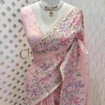 Kota silk with cross stitch flower garden design on border