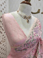 Kota silk with cross stitch flower garden design on border - Image 2