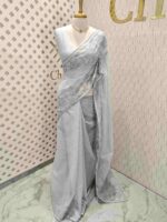 Net kota with small mirror work and diamond shape thread work on border - Image 10