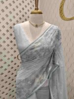 Net kota with small mirror work and diamond shape thread work on border - Image 8