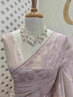 Net kota with small mirror work and diamond shape thread work on border - Image 6
