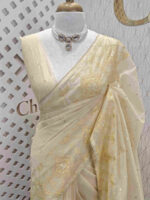 Net kota with small mirror work and diamond shape thread work on border