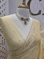 Net kota with small mirror work and diamond shape thread work on border - Image 2