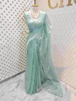 Organza with multiple petal floral and cut work pattern - Image 22