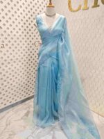 Organza with multiple petal floral and cut work pattern - Image 19