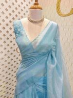 Organza with multiple petal floral and cut work pattern - Image 17