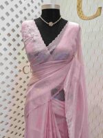 Organza with multiple petal floral and cut work pattern - Image 14