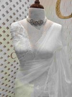 Organza with multiple petal floral and cut work pattern - Image 8