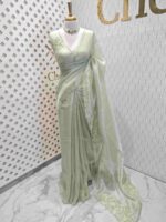 Organza with multiple petal floral and cut work pattern - Image 7