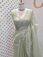 Organza with multiple petal floral and cut work pattern - Image 5