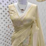 Organza with multiple petal floral and cut work pattern