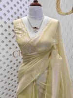 Organza with multiple petal floral and cut work pattern