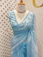 Organza with applique and cut work border - Image 20