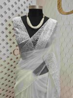 Organza with applique and cut work border - Image 11