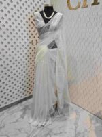 Organza with applique and cut work border - Image 13