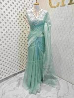 Organza with applique and cut work border - Image 10