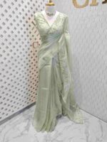 Organza with applique and cut work border - Image 4