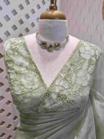 Organza with applique and cut work border - Image 3