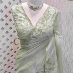 Organza with applique and cut work border