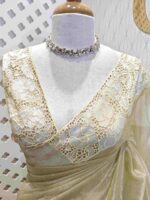 Organza with applique and cut work border - Image 6
